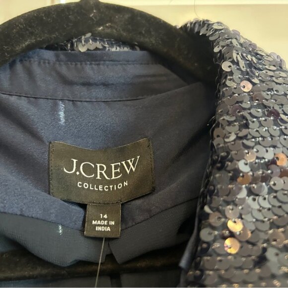 J Crew Collection Sequin Button Down Shirt Navy Size 14 - Picture 4 of 7